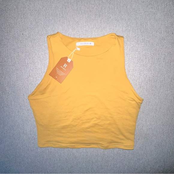 Tops - REORIA Yellow Cropped Tank Top